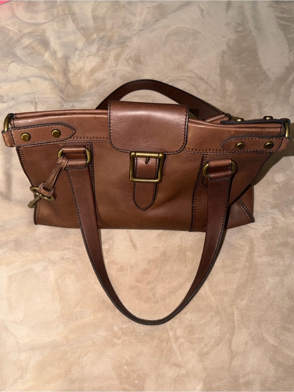 Classic Brown Leather Tote Handbag